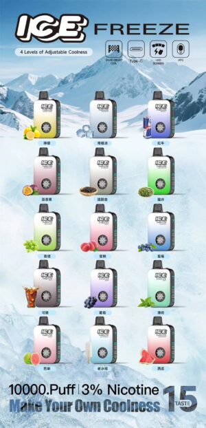 Alternative view of ICE FREEZE 多檔調節冰度 冰感10000口拋棄式 極順不嗆 現貨爆補 超大煙油持久耐抽 台灣現貨
